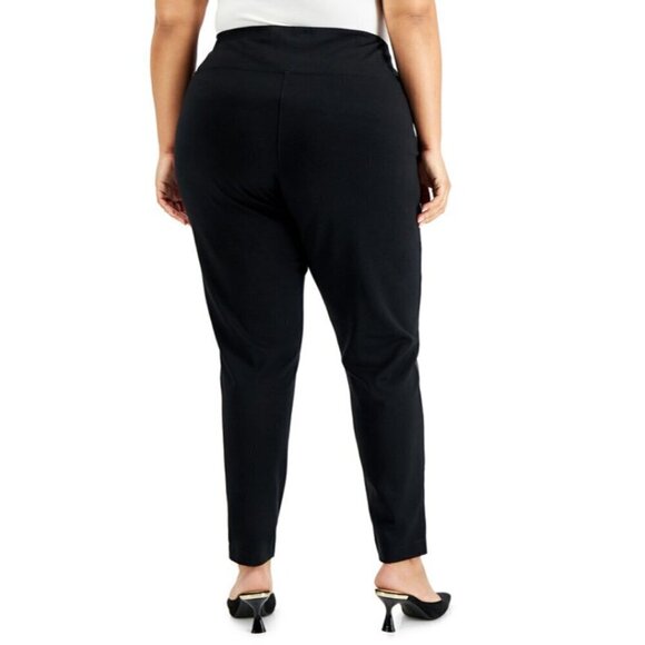 Calvin Klein Plus Size 0X Black Faux-Leather Front Leggings NWOT - Picture 2 of 7